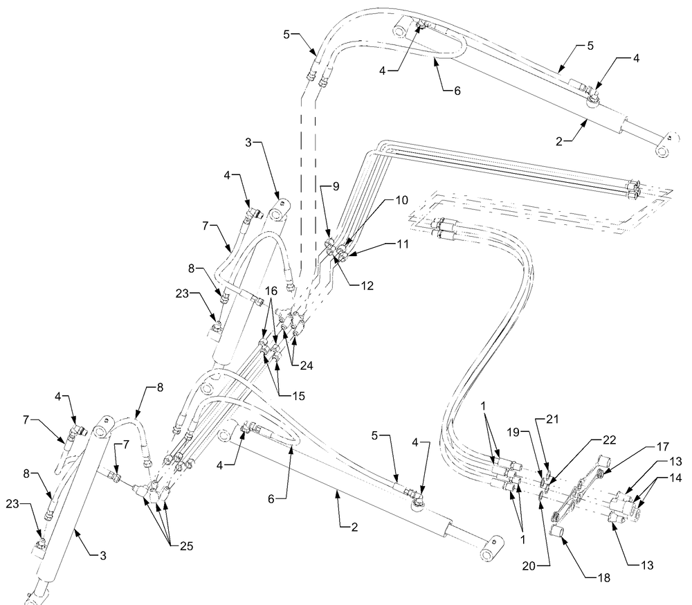 Front Loader Hydraulics Diagram and Parts List for 812 590100 Cub Cadet Lawn Tractor
